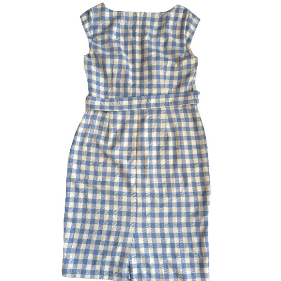 Ann Taylor Womens $159 Gingham Tweed Pocket Sheath Dress Windswept Blue Size 12 - Picture 2 of 6